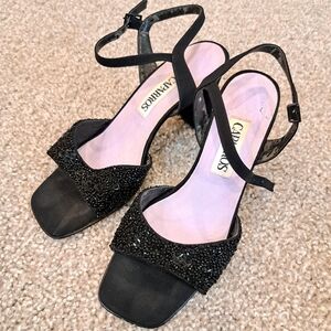 Rare 90s Vintage Camparros Sequin Black Heels
